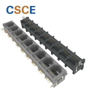 Quality 5225 Series 1x9 Ports 8P8C Multiple-Port RJ45 Connector Ethernet Jack 90 Degrees With Hook for sale