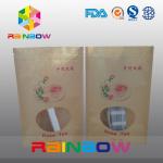 Food Grade Brown Kraft Customized Paper Bags With Front Window And Zipper