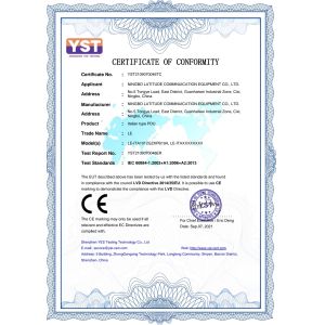 Ningbo Latitude Communication Equipment Co.,Ltd Certifications
