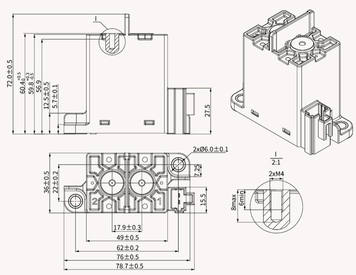 NNC New Energy Relay NN82C-150 with Non-polarity coil and load terminals for Electric Vehicle