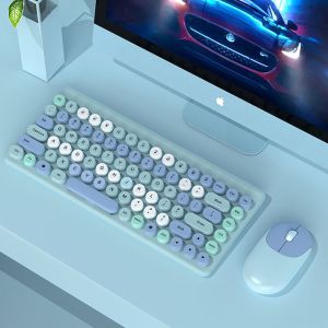 Retro 86-Key Lipstick Wireless Keyboard Mouse ABS Mechanical Keycaps