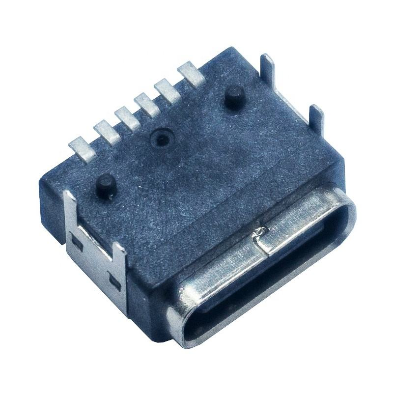 Waterproof Panel Mount PCB 6 Pin Female USB Type C Connector