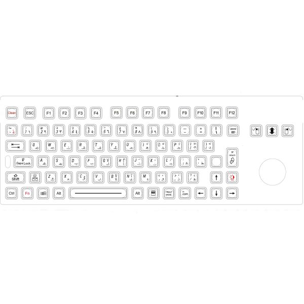 Arabic desktop ruggedized keyboard with transparent trackball , industrial computer keyboard