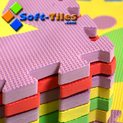 30-38degree Shore C Children'S Jigsaw Floor Mats / 10mm Soft Tiles Playmat