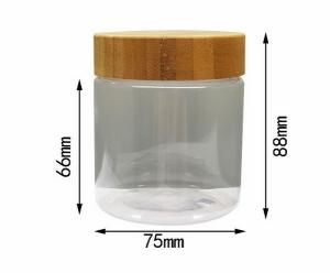 Quality 250ml (8.3oz ) PET jar with bamboo lid ,250g cosmetic jar with wood cap for sale