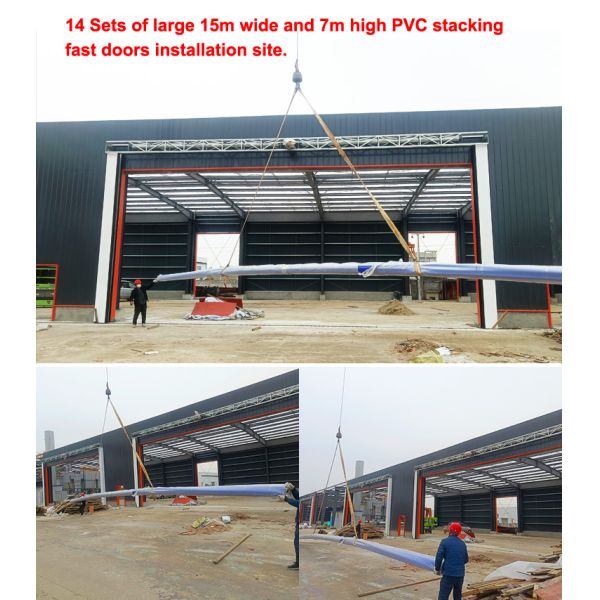 Industrial Wind-Resistant PVC Stacking Door Fast High-Speed Roll-Up Flexible Shutters Folding Open Style for Workshops