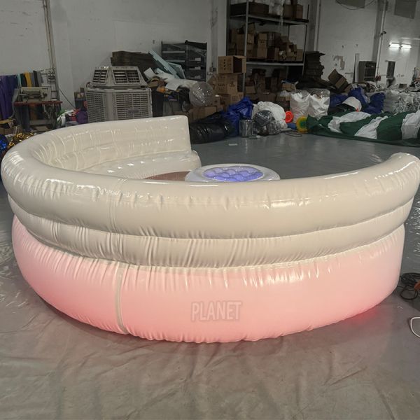 Customized Airtight LED Inflatable Round Sofa Furniture Lounge Inflatable Sofa Chair With Table
