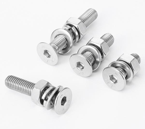 Buy Hex Socket DIN7991/GB70.3 Countersunk Head Machine Screw With Hex Nut Flat Washer And Spring Washer Assemblies Plain Surface at wholesale prices