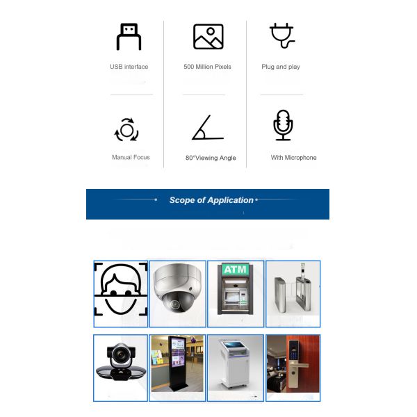 HK5M-H193 Range Face Recognition Camera Module USB Driver-Free Industrial Camera Max Dynamic Range 90 dB