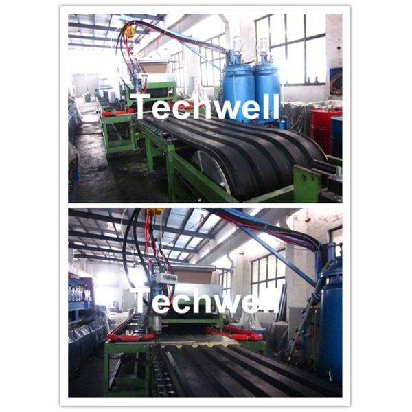 PU Insulated Sandwich Panel Forming Machine With Double Belt Drive Type , Cooling System