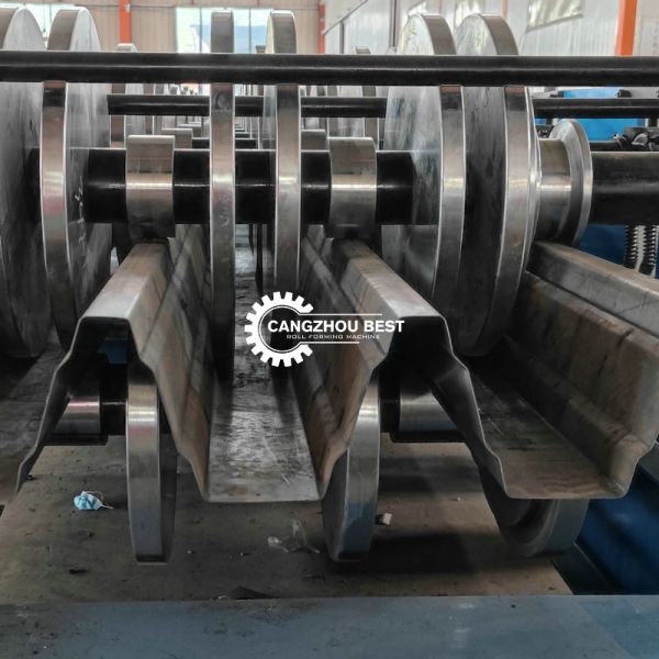 Steel Construction Decking Sheet Floor Cold Roll Forming Machine PLC Control