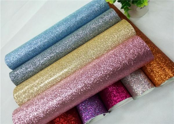Buy Shoes Bags Wallpaper Glitter Fabric Roll Knitted Backing Technics 0.6mm Thickness at wholesale prices