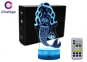 Quality Mermaid 3D Night Light Table Lamp , Glass Illusions Lamps For Girls Decoration for sale