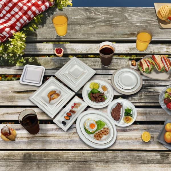 Disposable Dinnerware Set Pulp Sugarcane Sugar Cane Paper Tableware Square Round Oval Bagasse Plate