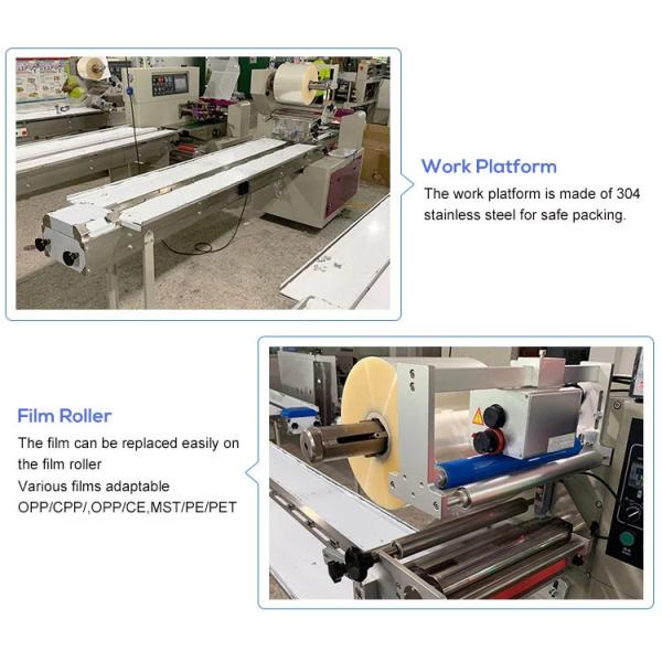 Automatic Horizontal Biscuits Cake Bread Candy Cookies Chocolate Bar Flow Wrapping Pillow Packing Machine Food Packaging