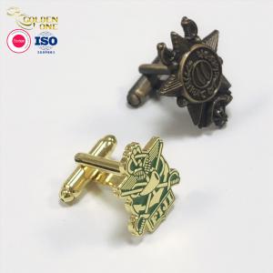 Quality Button Symbol Metal Cufflink Shiny Gold Silver Plated Soft Enamel Zinc Alloy for sale