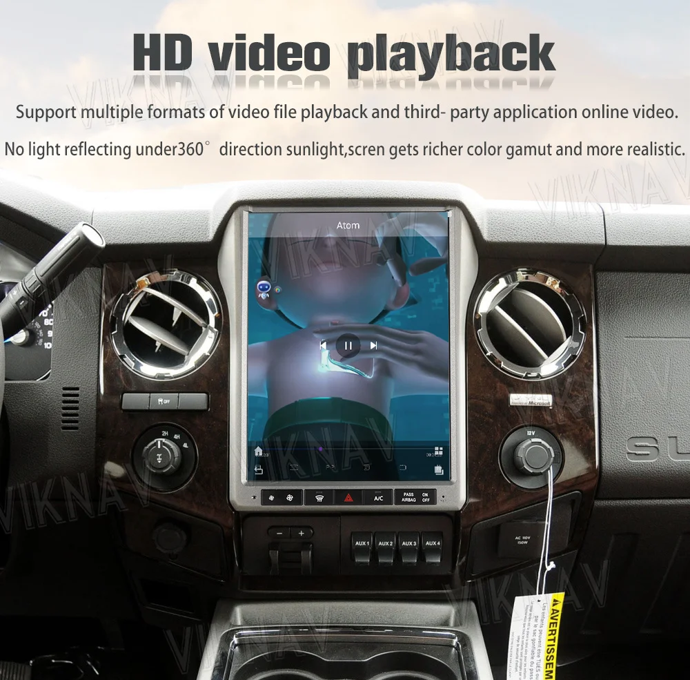 Viknav 12.1Inch Android Touch Screen Car Radio Ford F250 2013 2014 Carplay Auto Stereo Aftermarket Head Unit Video Player