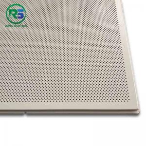China Acoustic Fireproof 595 X 595mm Perforated Metal Ceiling Tiles With White Color on sale