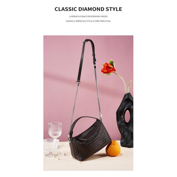 Other Pattern Type Genuine Leather Woven Purses For Ladies Chain Shoulder Messenger Bag