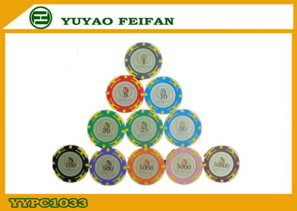 Buy Personalized White / Red Clay Poker Chip Sets With Denominations at wholesale prices