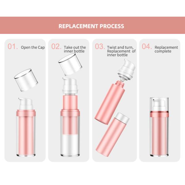 Eco-Friendly Clear Plastic Pump Bottles Refillable PP Pet Airless Pump Bottles without metal