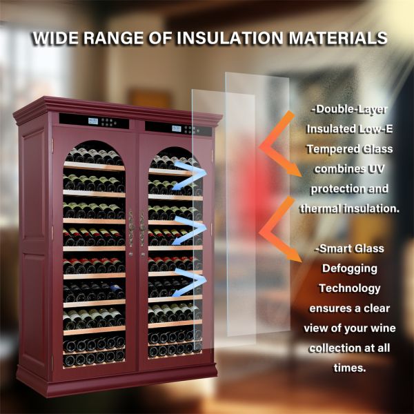 Professional Dual-Temperature Control Solid Wood Wine Cooler with LED Interior Lighting
