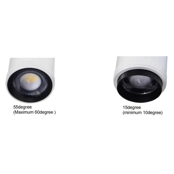 E02 series Integrated Zoomable LED tracklight adjustable 15-55° Dali 1-10V dimmable 6/4 wire 3 phase