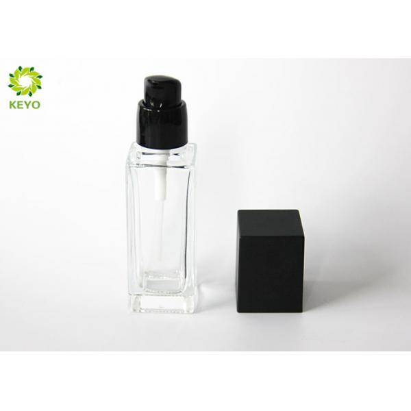 Square Clear Glass Empty Cosmetic Containers With Pump Cap Capacity 30ml 1 OZ