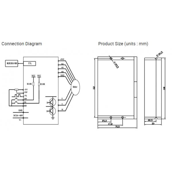 Fast Response 480w Direct Current Brushless DC Motor Driver