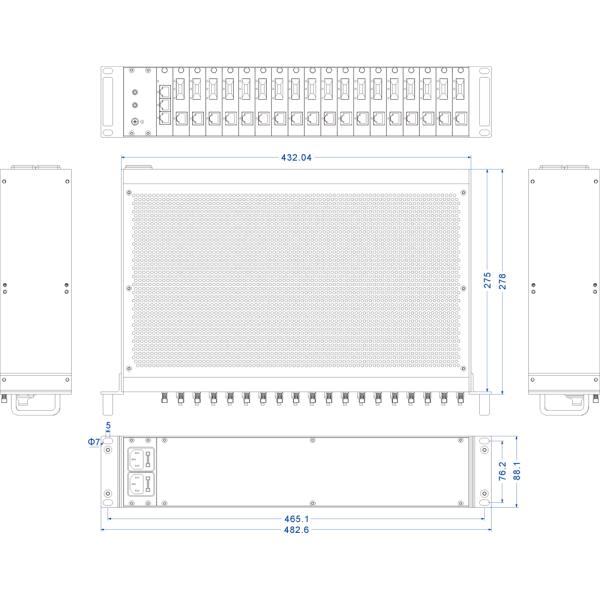 18 Slot Card Ethernet Media Converter Rack With 5 Years Warranty