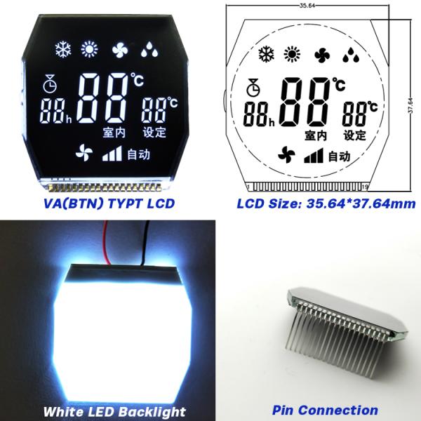 Octagon VA LCD Display Black Background 2 Digit 7 Segment Display
