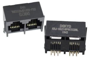 2 Port RJ11 JACK without Transformer , PBT Black RJ11 Connector