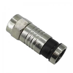 Quality Black Ring CCTV CATV Coaxial Cable F Connector , Male Compression Adaptor for sale