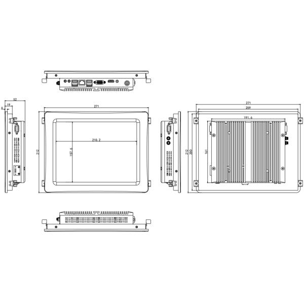 Embedded Industrial PC / Fanless Industrial Computer 10.4 Inch With Heat Sink