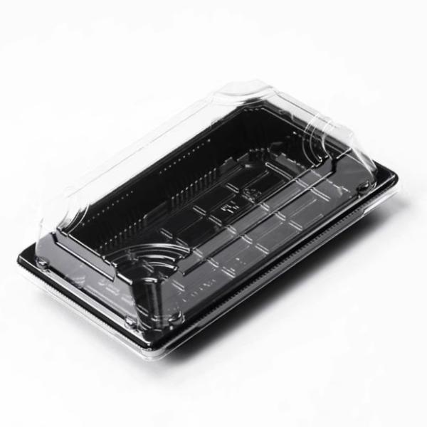 Disposable Food Grade PET Rectangular Plastic Sushi Tray With Lid