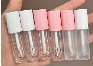 Quality 2.5ml Stock Round White Pink Custom Lip Gloss Containers Mini Small Empty Lipgloss Tubes With Wand for sale