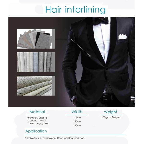 Double Sided Hair Interlining Canvas Fabric For Overcoat Uniform
