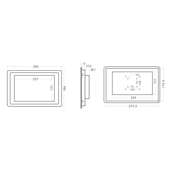 10.1 Inch Resistive Touch Monitor 1920 X 1200 High Resolution With Flat Screen