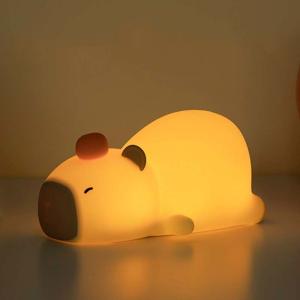 China Capybara Night Light For Kids Animal Silicone Night Lamp USB Rechargeable Touch Control With Dimmable Timer Bedside Lamp on sale