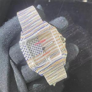 Quality Harlembling 41mm Moissanite Watch Black Roman Diamond Studded Watch for sale