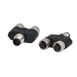 M12 5P Solenoid Valve Connector Au Plating CuZn TPU Splitter Sensor Connector