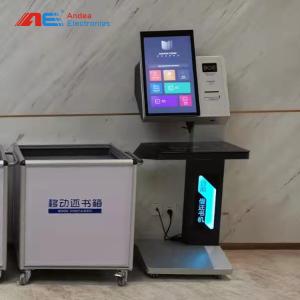 China Custom 23.6 Inch Automatic UHF Smart Self Service RFID Library Book Borrow And Return Terminal With Card Scanner on sale