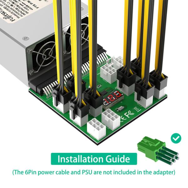 12 PCS ATX 6Pin Connectors Power Supply Breakout Board Adapter for ETH Bitcoin Mining
