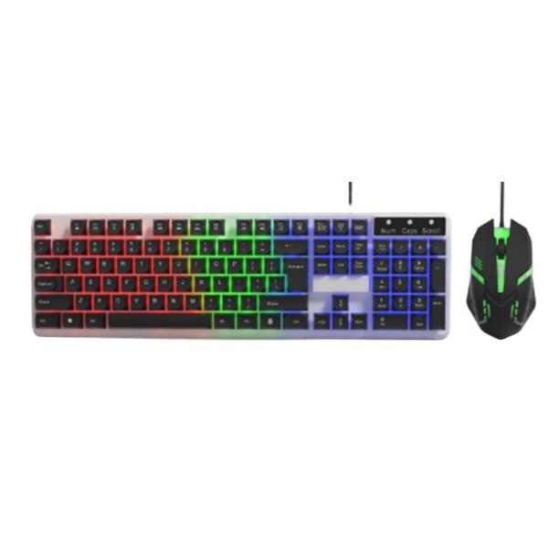Wired Gaming Keyboard and Mouse Combo Rainbow Carbon Film Design