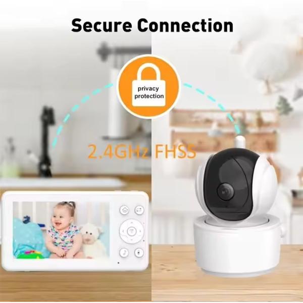 4.3 Inch 720P Digital Baby Monitor With Camera Crying Detection Audio PTZ Camera
