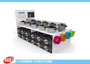 white cookware display for cooking pots with digital LED screen for ADS broadcasting