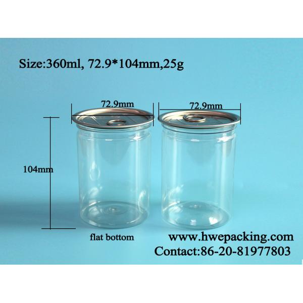 300# 360ml Clear Plastic Cans For Dry Fruit Vegetable Round Easy Open