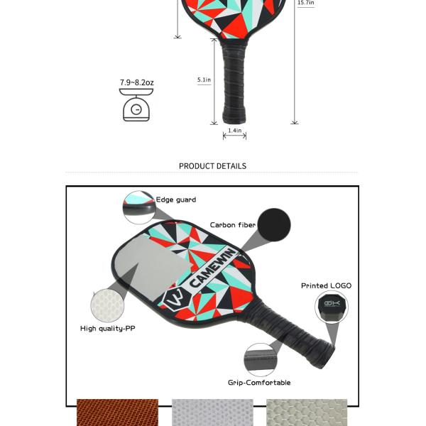 Stylish Thermoformed Power Pickeball Paddle Textured T700 Raw Carbon 12MM USAPA