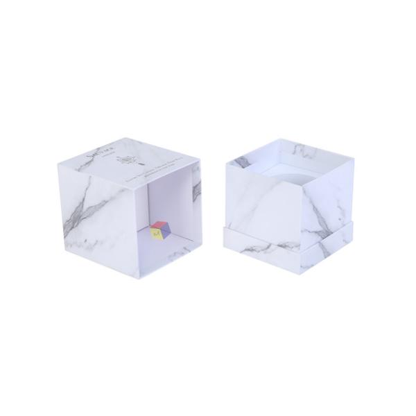 Luxury Custom Logo Marble Printed Lid and Base Rigid Boxes for Candle Gift Packaging