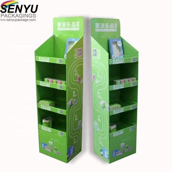 Pop Floor Corrugated Cardboard Display Stands Embossing Or Glossy Lamination
